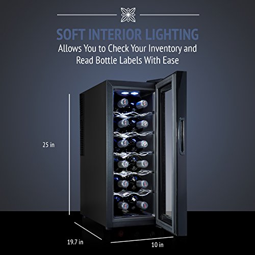 12 Bottle Thermoelectric Wine Cooler with Digital Display