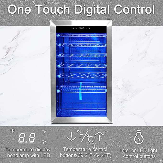 95L Stainless Steel Wine Fridge with LED Touch Screen