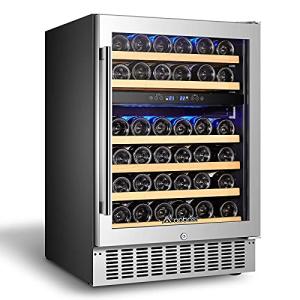 AAOBOSI 24" Dual Zone Wine Cooler - 46 Bottles