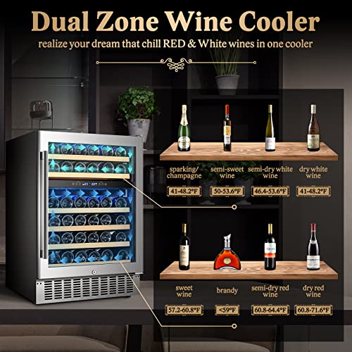 AAOBOSI 24" Dual Zone Wine Cooler - 46 Bottles
