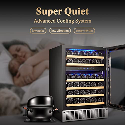 AAOBOSI 24" Dual Zone Wine Cooler - 46 Bottles