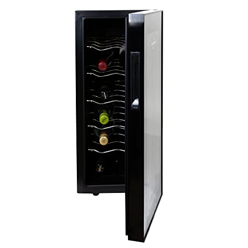 12-Bottle Black Wine Fridge for Small Spaces