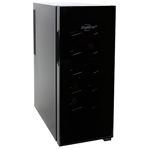 12-Bottle Black Wine Fridge for Small Spaces