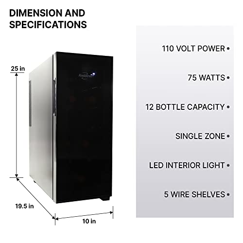 12-Bottle Black Wine Fridge for Small Spaces