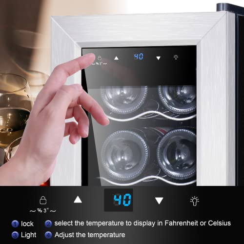 Kalamera 12-Bottle Wine Refrigerator with Stainless Steel Door