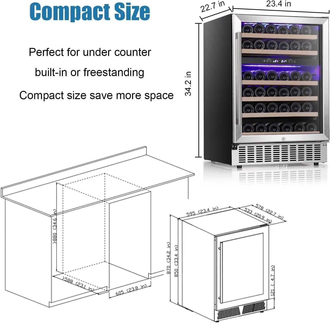 24" Wine and Beverage Fridge Under Counter