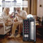 Kalamera 12-Bottle Wine Refrigerator with Stainless Steel Door