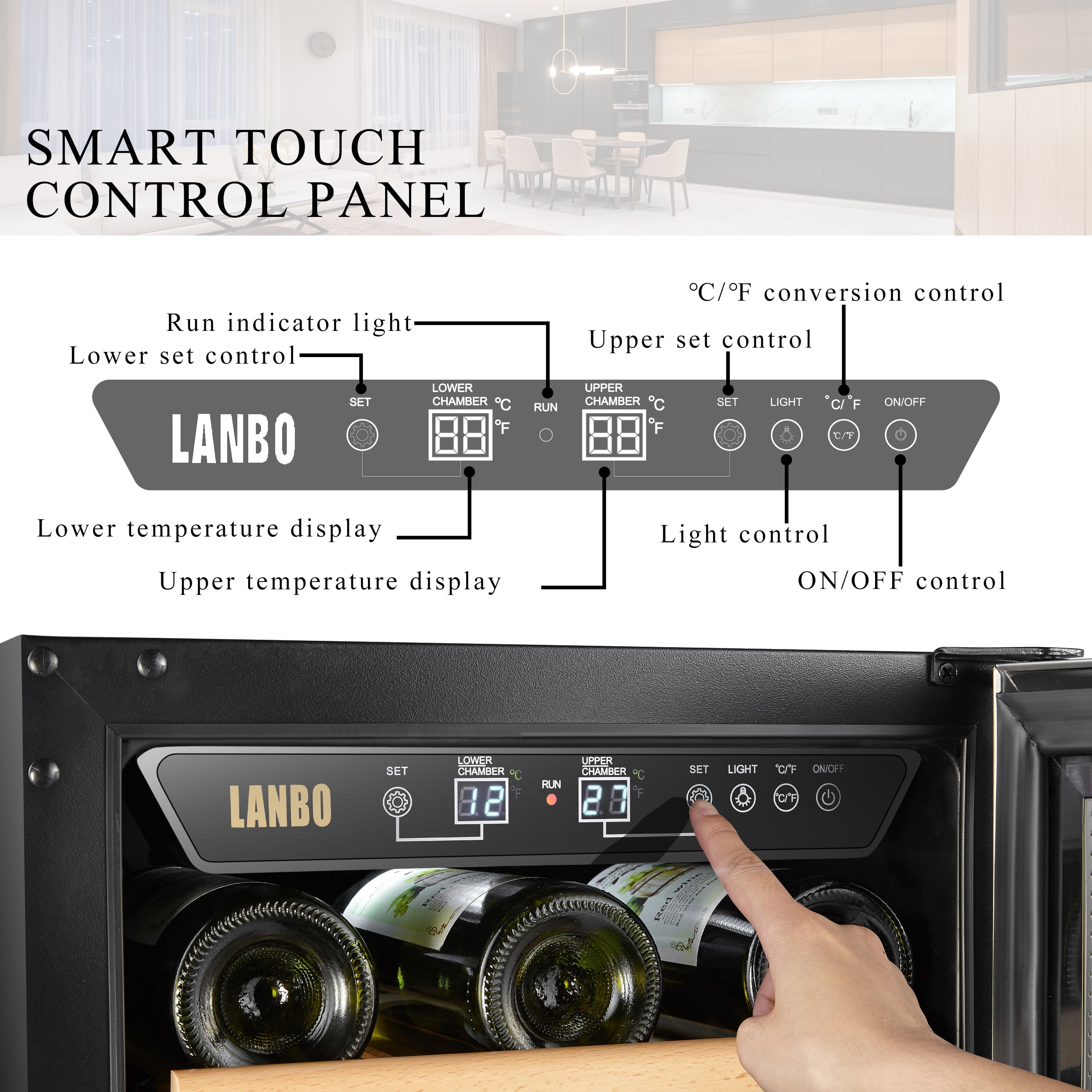 Lanbo Dual Zone Wine Cooler - 28 Bottles