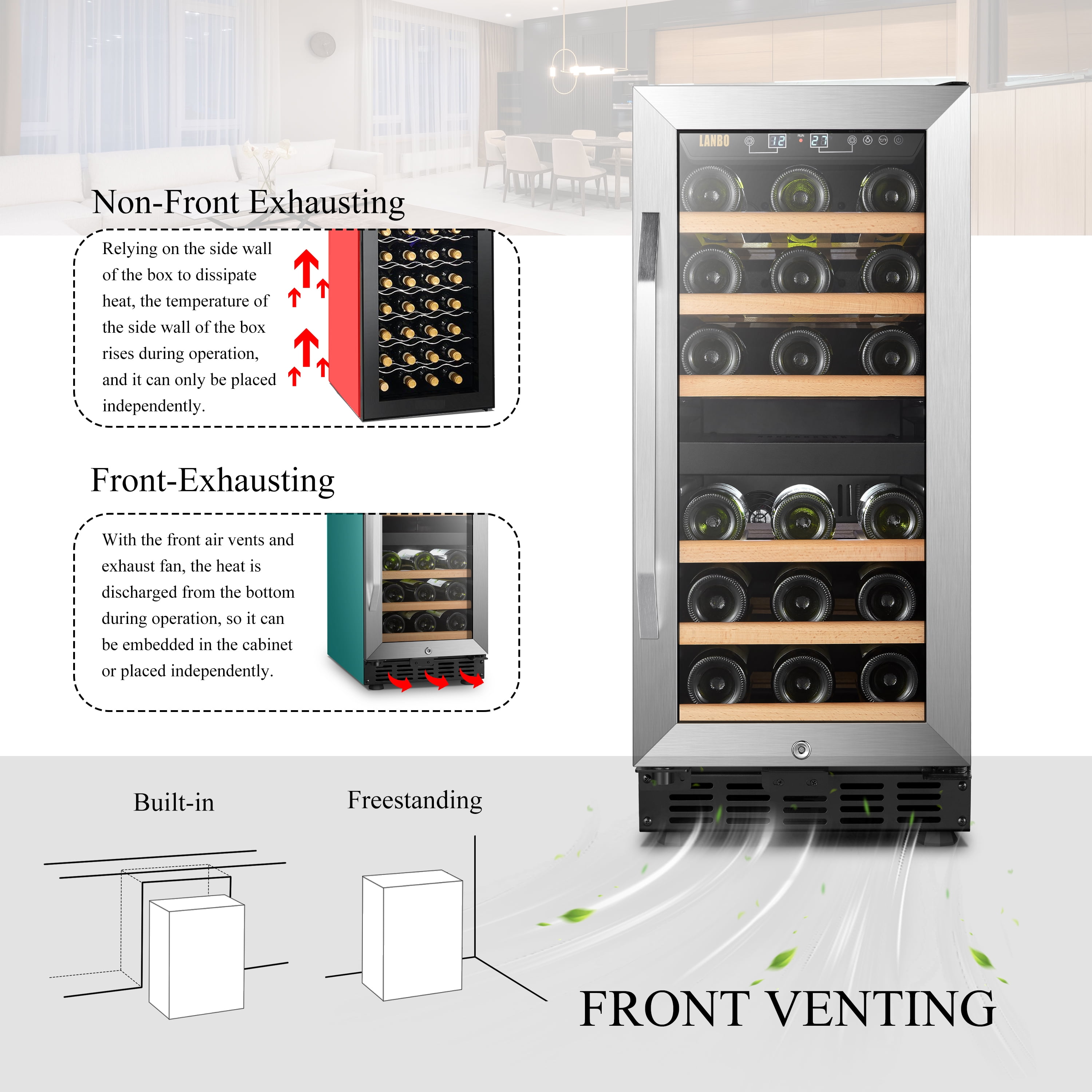 Lanbo Dual Zone Wine Cooler - 28 Bottles