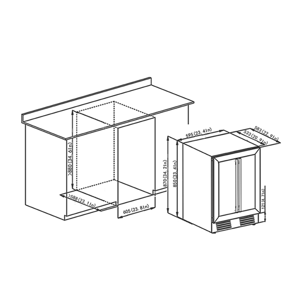 Dual Zone Wine Refrigerator with Glass Doors