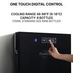 8-Bottle Black Wine Fridge with Thermoelectric Cooling