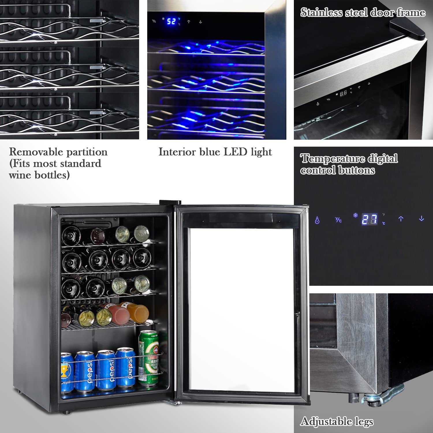 SMETA 19 Bottle Wine Fridge - Stainless Steel