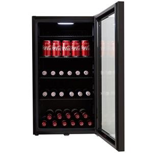 Black wine fridge with adjustable temperature control