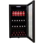 Black wine fridge with adjustable temperature control