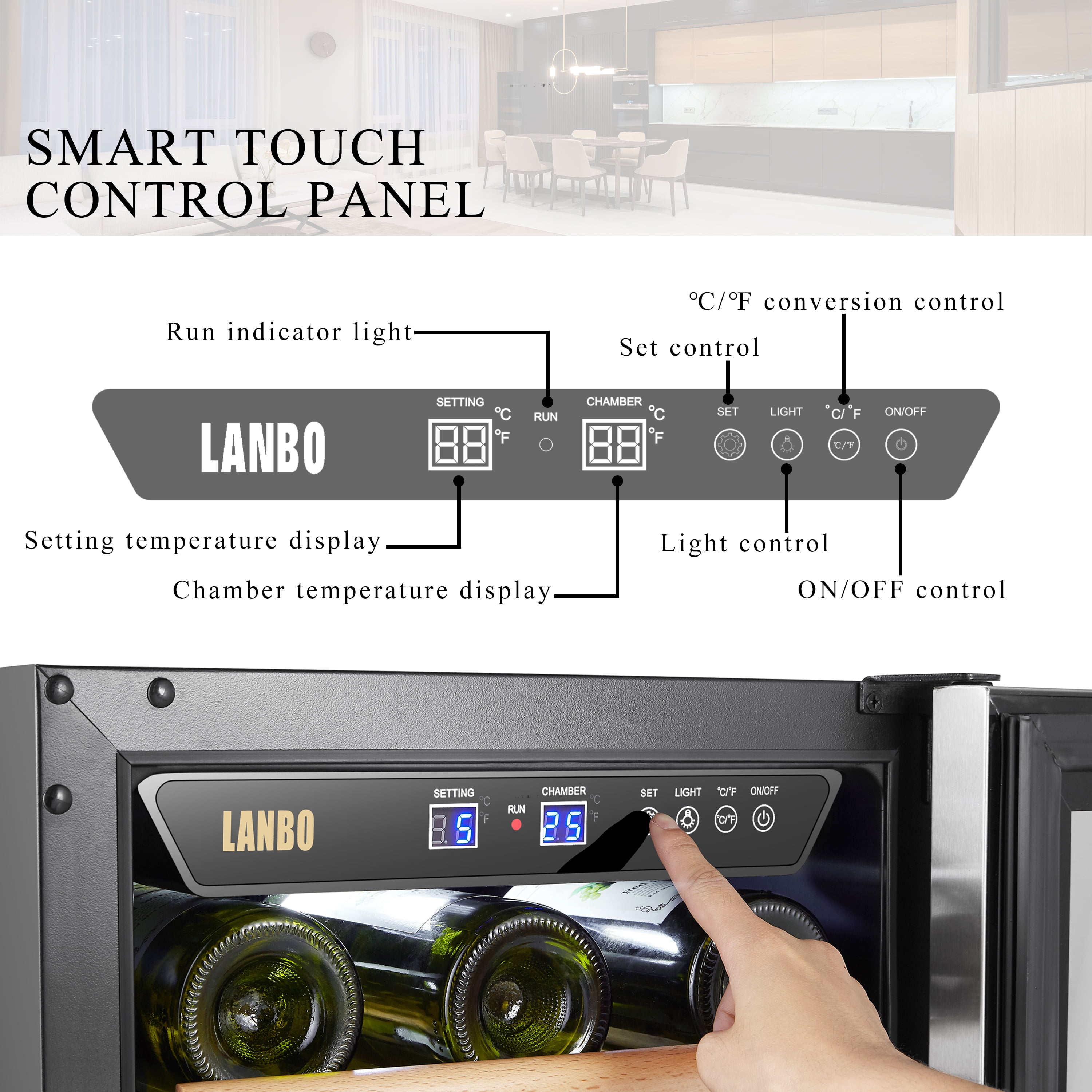 Lanbo 33 Bottle Under Counter Wine Cooler