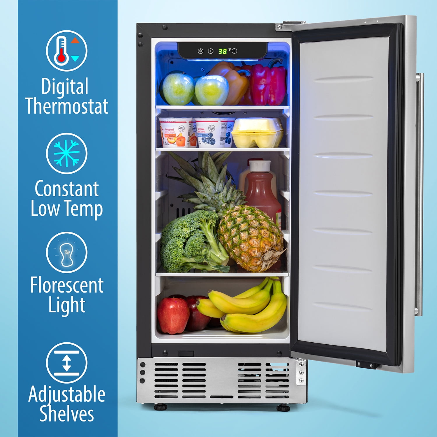15-Inch Under Counter Wine Fridge with Digital Thermostat