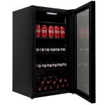 Black wine fridge with adjustable temperature control