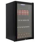 Black wine fridge with adjustable temperature control