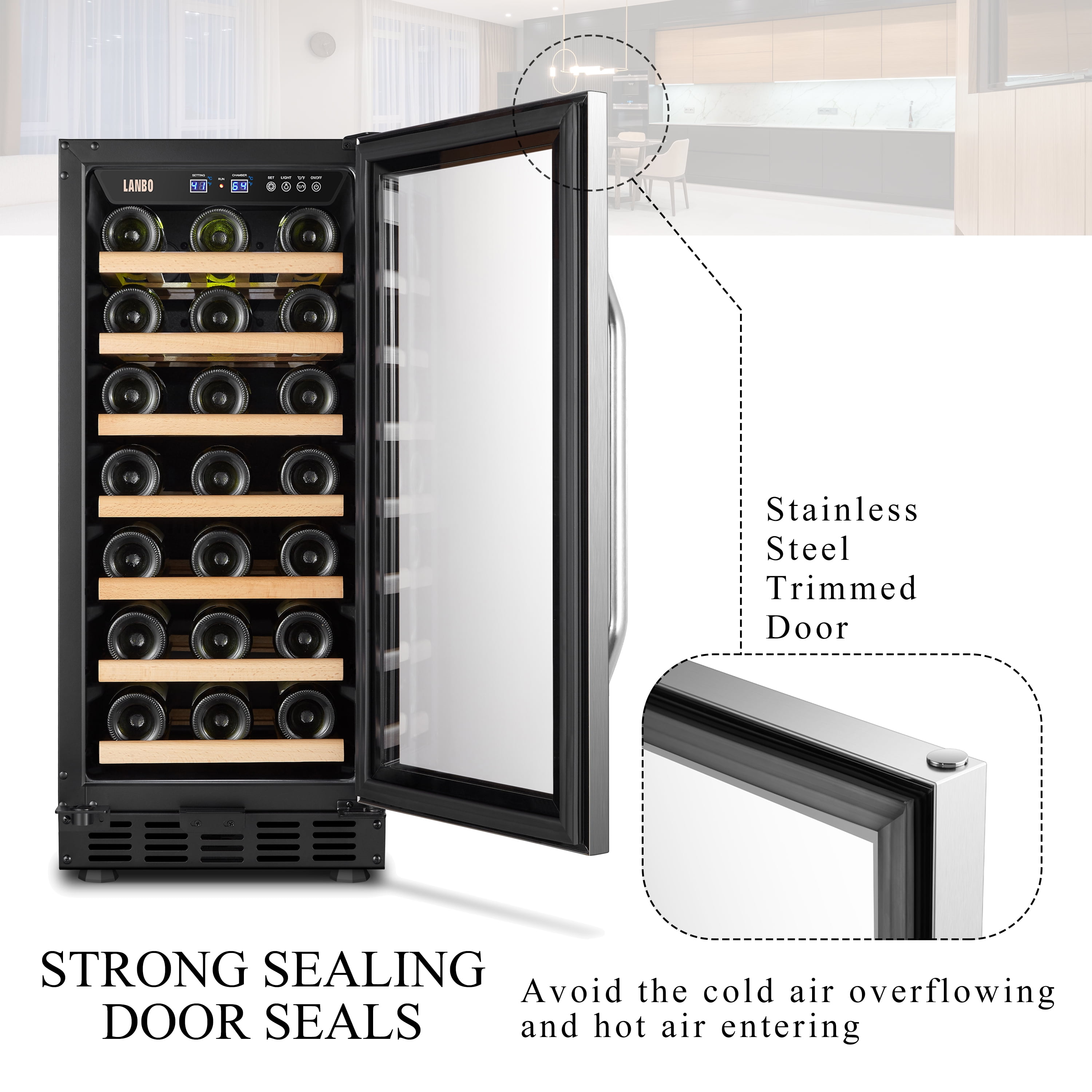 Lanbo 33 Bottle Under Counter Wine Cooler
