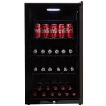Black wine fridge with adjustable temperature control