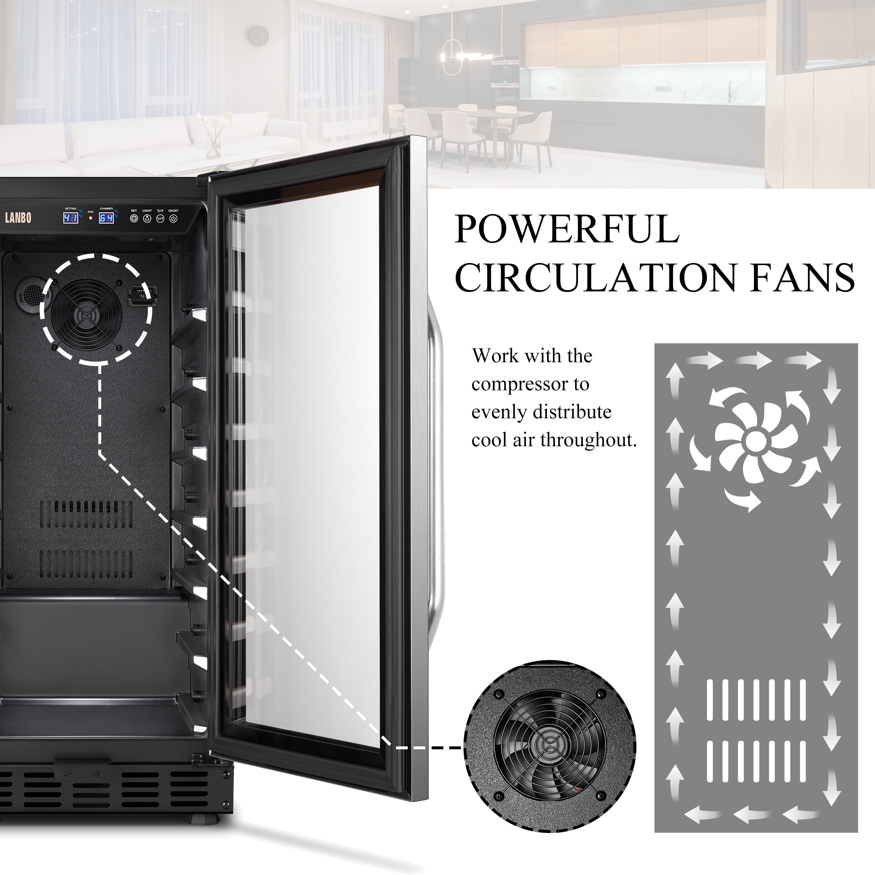 Lanbo 33 Bottle Under Counter Wine Cooler
