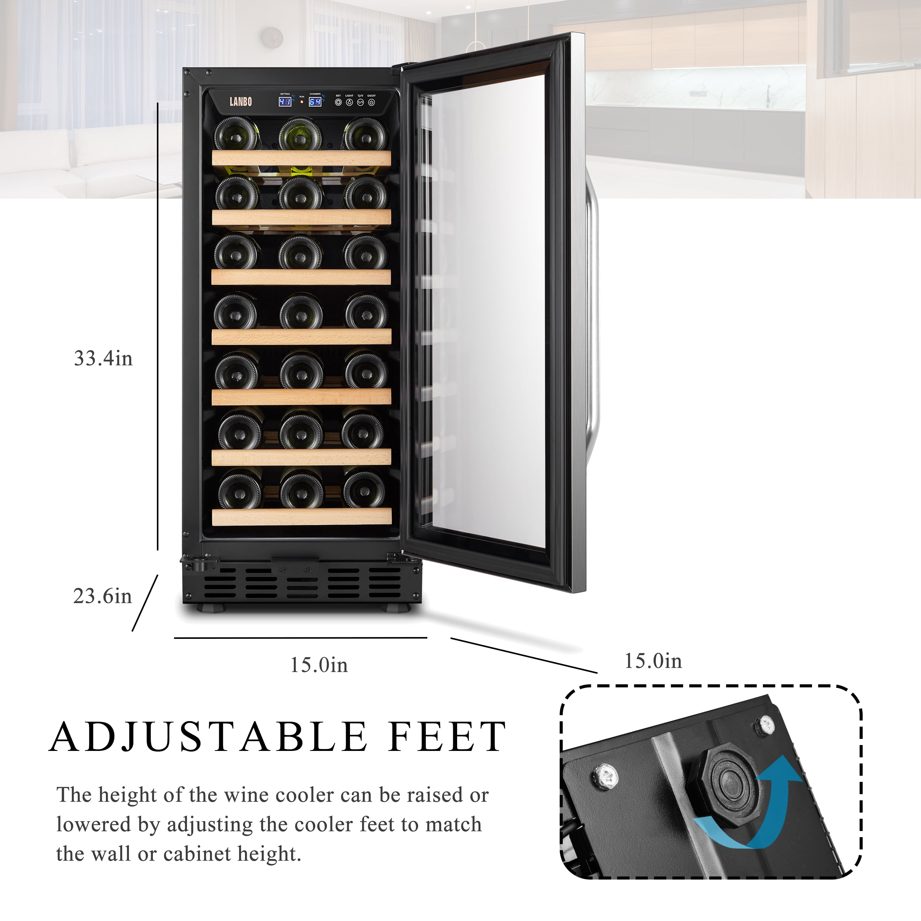 Lanbo 33 Bottle Under Counter Wine Cooler
