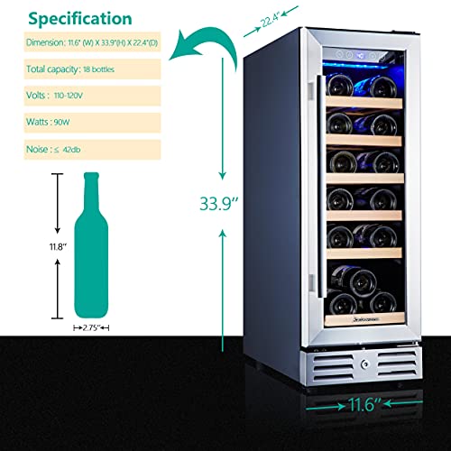 Kalamera 18-Bottle Wine Cooler with Stainless Steel Door