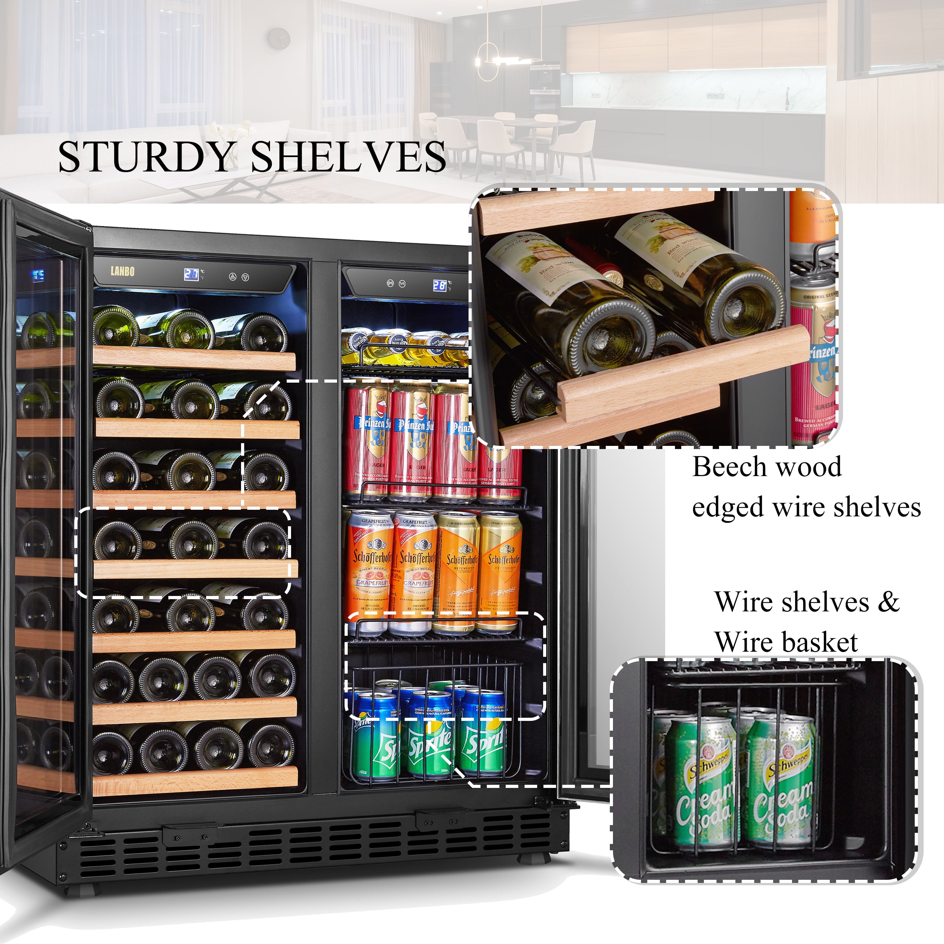 Lanbo Dual Zone Under Counter Wine Cooler