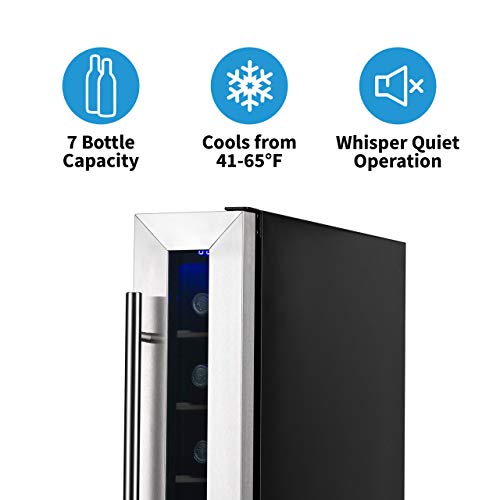 NewAir 6" Built-In 7 Bottle Wine Fridge, Stainless Steel