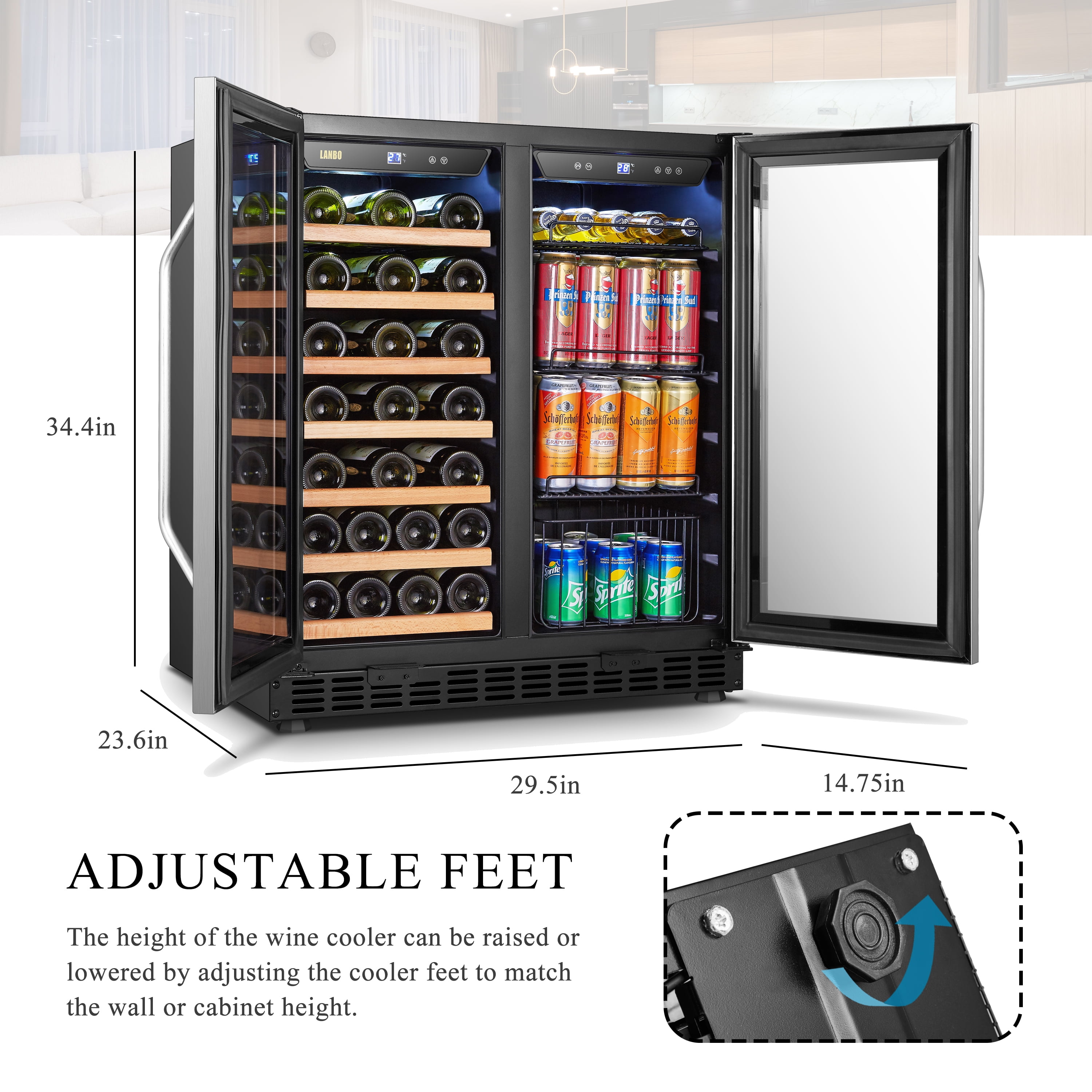Lanbo Dual Zone Under Counter Wine Cooler