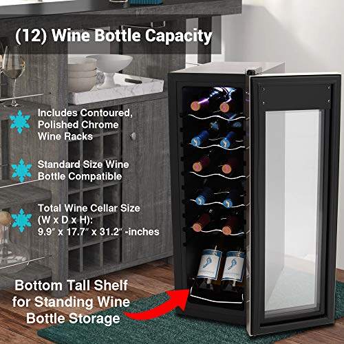 Compact 12-Bottle Wine Fridge with Digital Control