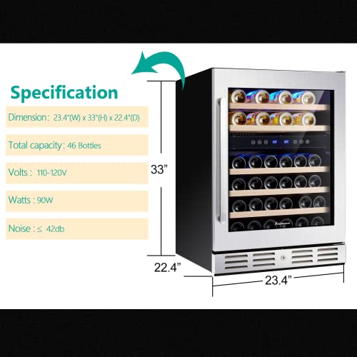 Kalamera 45 Bottle Dual Zone Wine Cooler