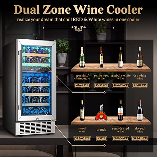 15" Dual Zone Wine Cooler, 28 Bottle Capacity