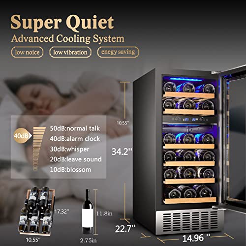 15" Dual Zone Wine Cooler, 28 Bottle Capacity