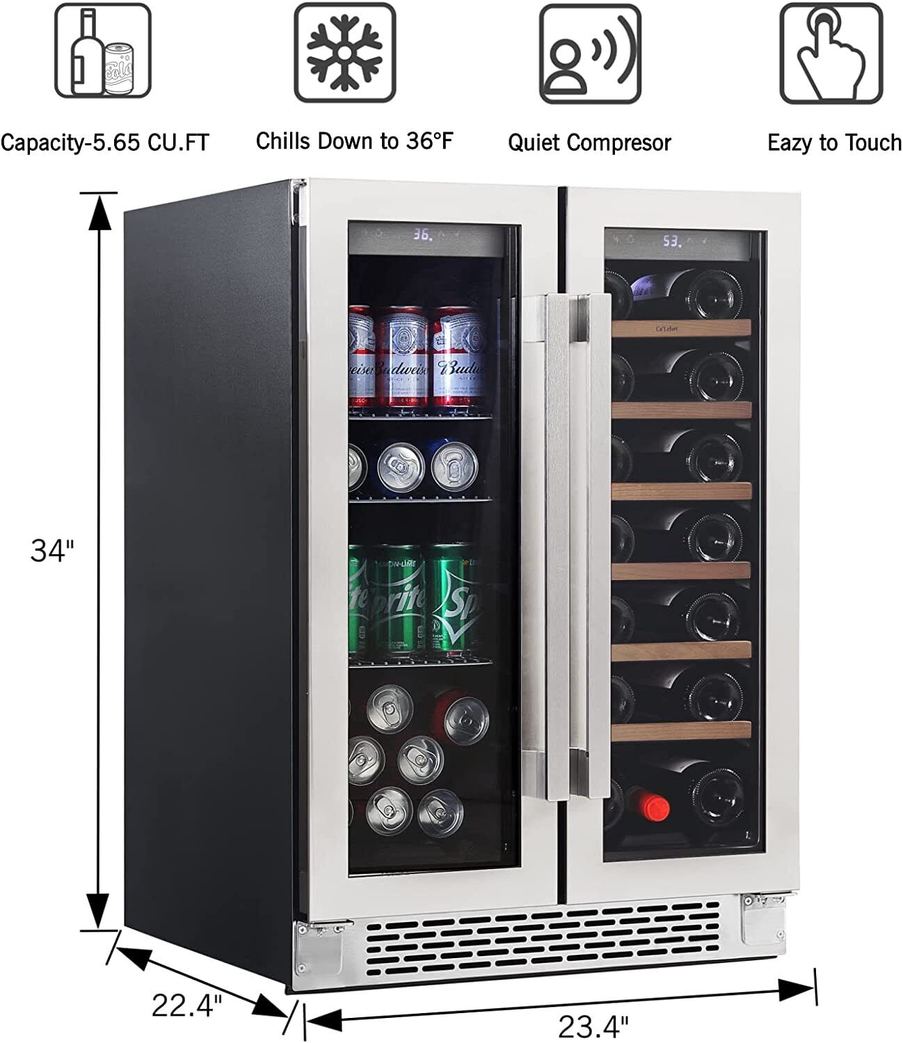 Cool Dual Zone Wine & Beverage Fridge - 24""
