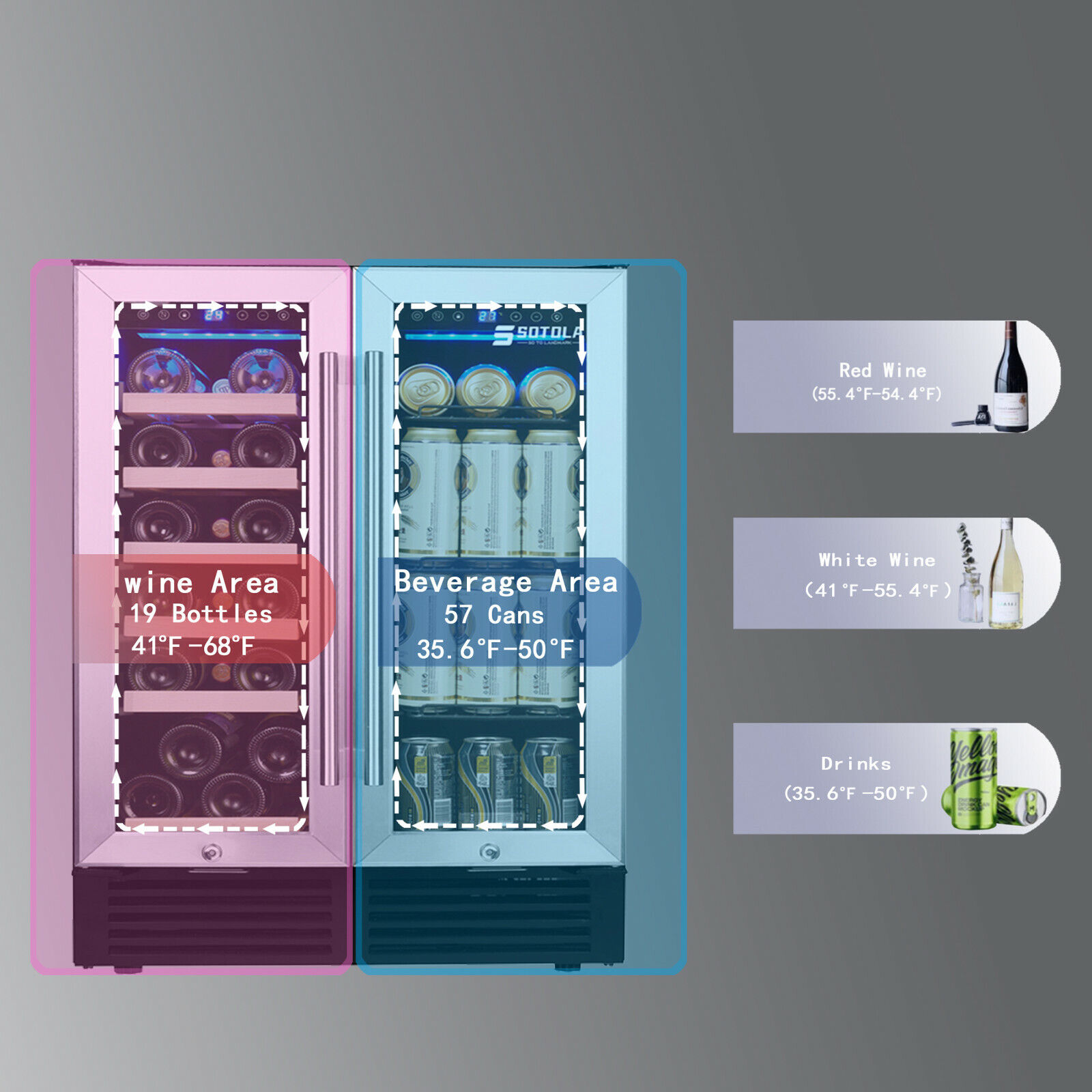 24'' Dual Zone Wine Beverage Cooler Built-in/Freestanding