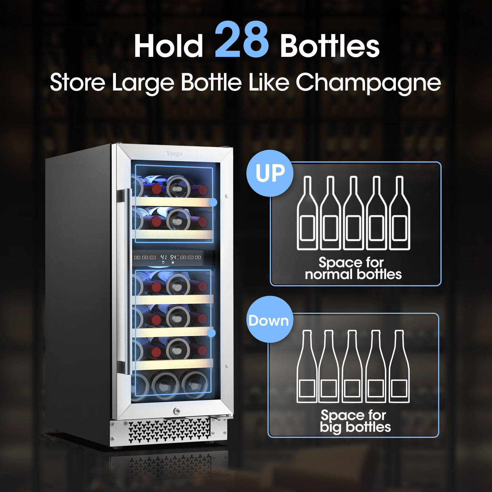 Under Counter Dual Zone Wine Fridge - 28 Bottles