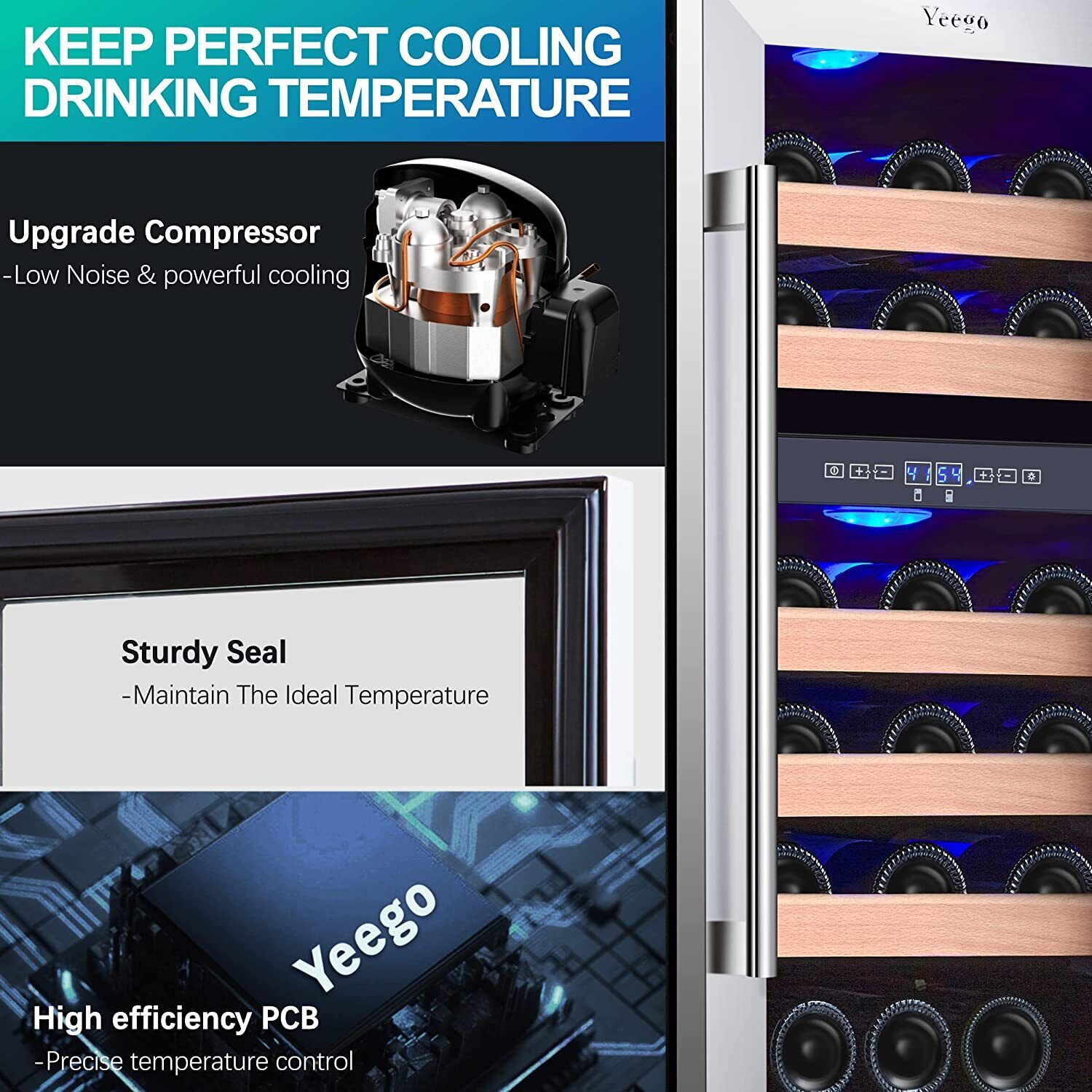 Under Counter Dual Zone Wine Fridge - 28 Bottles