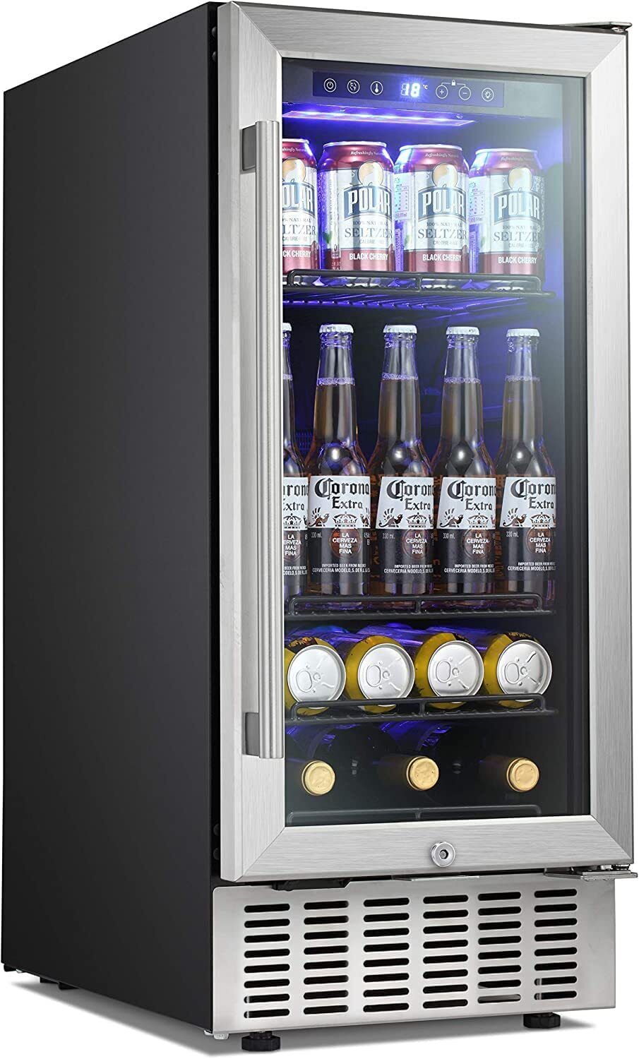 15" Wine Cooler with Glass Door for Built-ins