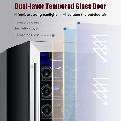 30-Bottle Wine Refrigerator with Temperature Control & Memory