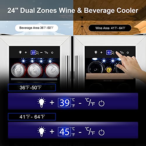 Tylza Dual Zone Wine & Beer Fridge - 18 Bottles, 57 Cans
