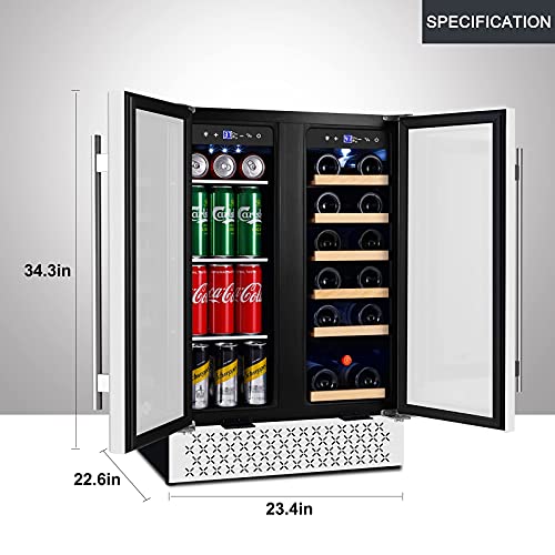 Tylza Dual Zone Wine & Beer Fridge - 18 Bottles, 57 Cans