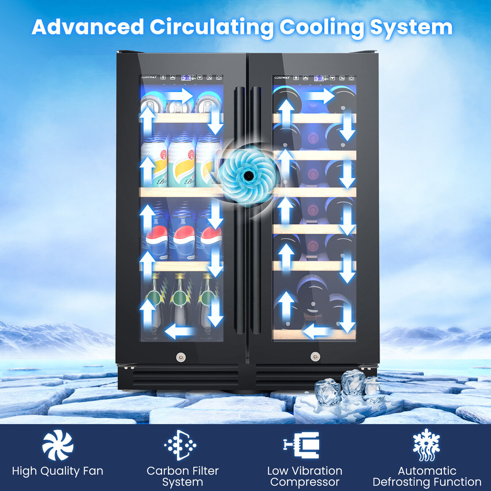 Dual Zone Beverage & Wine Fridge 120L