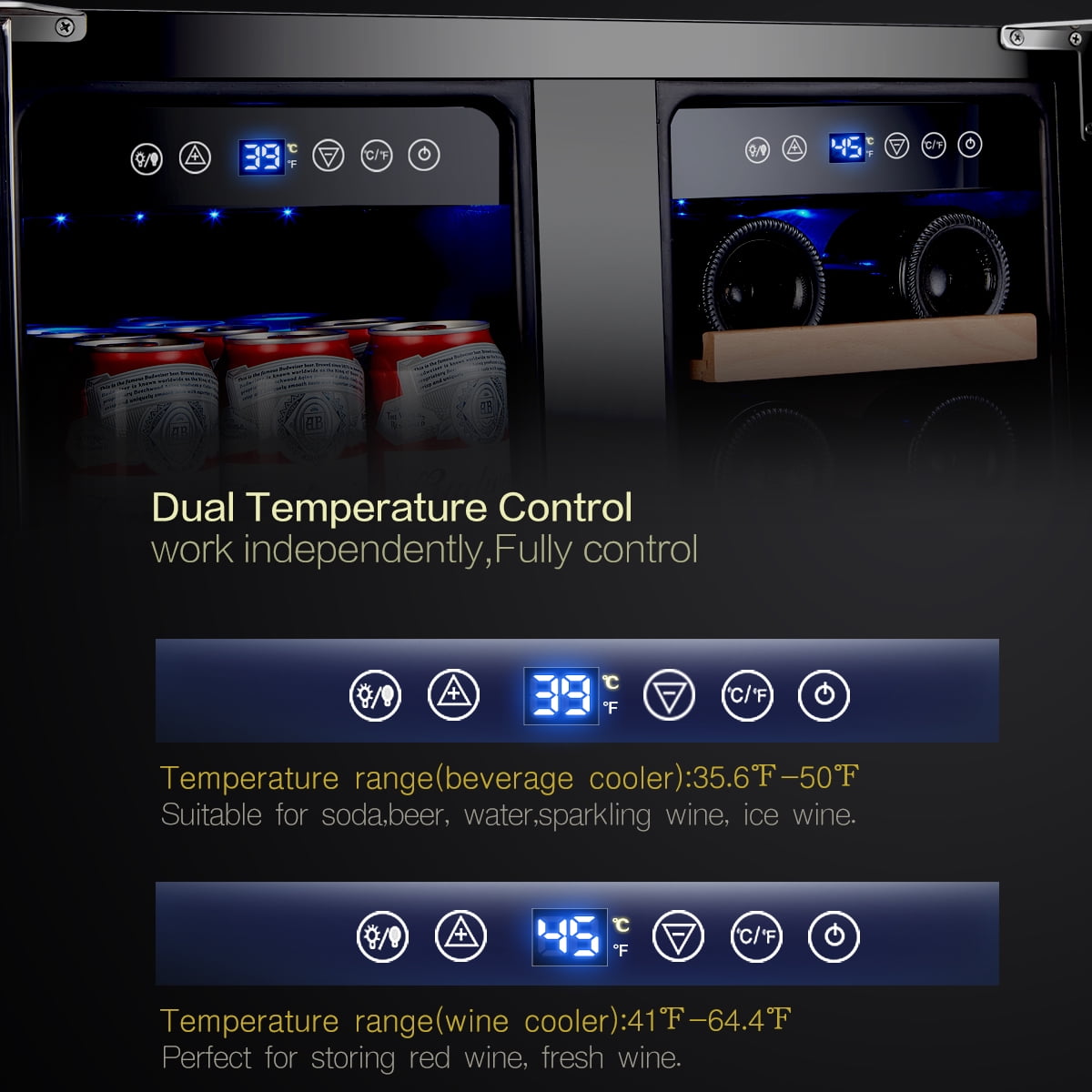 Aobosi 2-in-1 Wine and Beverage Fridge