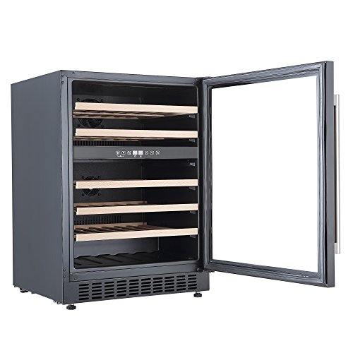 Black Freestanding Dual Zone Wine Cooler - 46 Bottles
