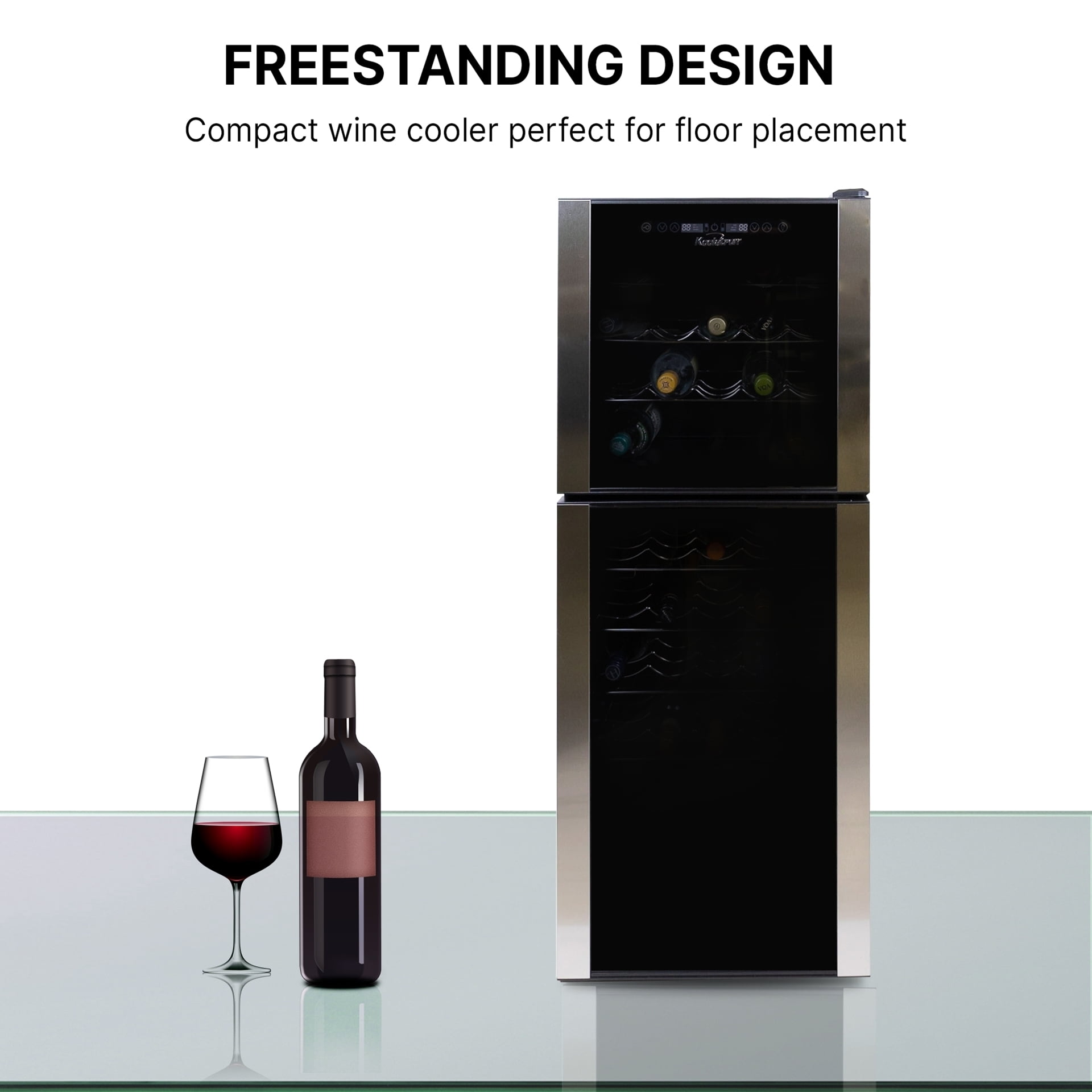 Koolatron Dual Zone Freestanding Wine Fridge - Black