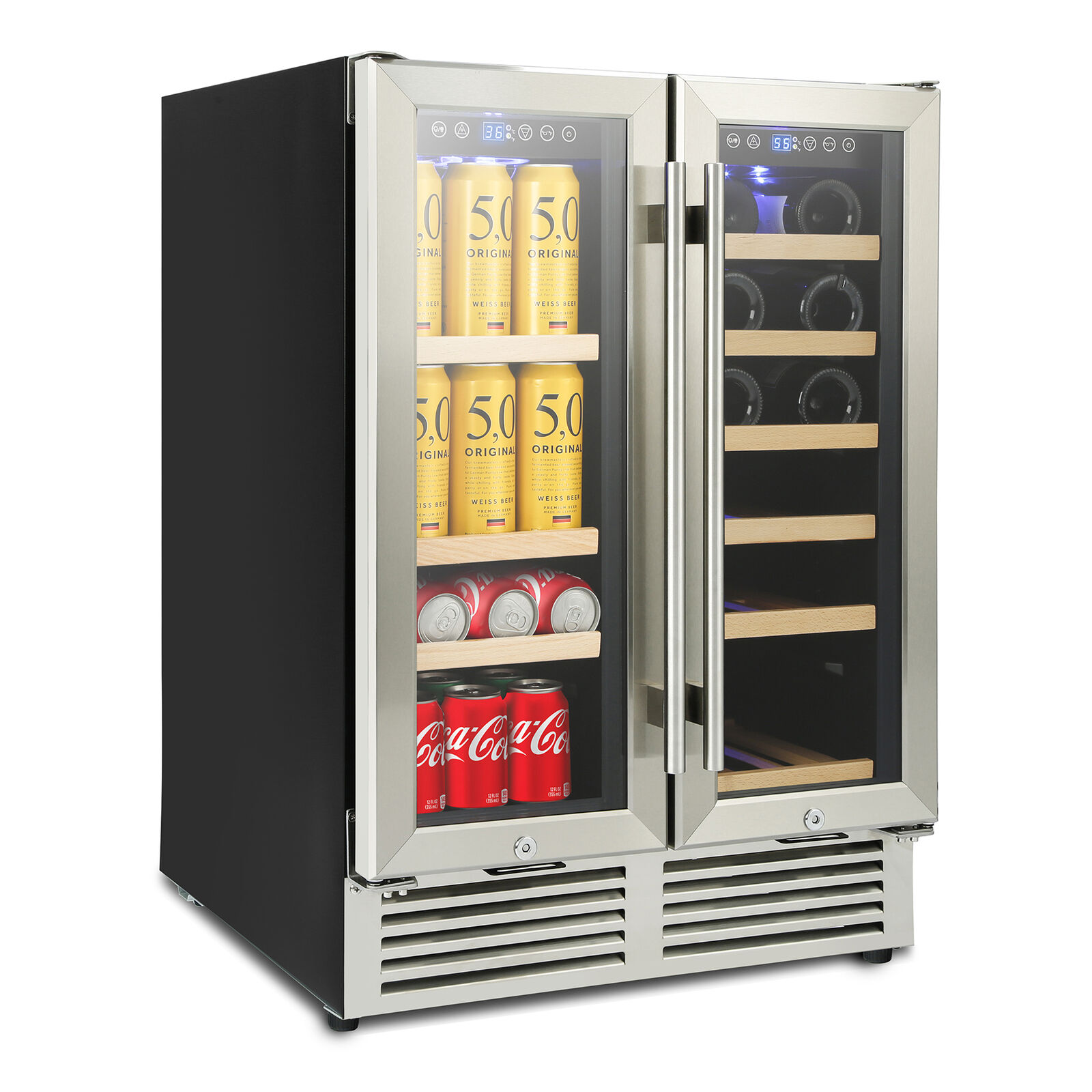 Dual Zone Wine & Beverage Cooler with LED Light
