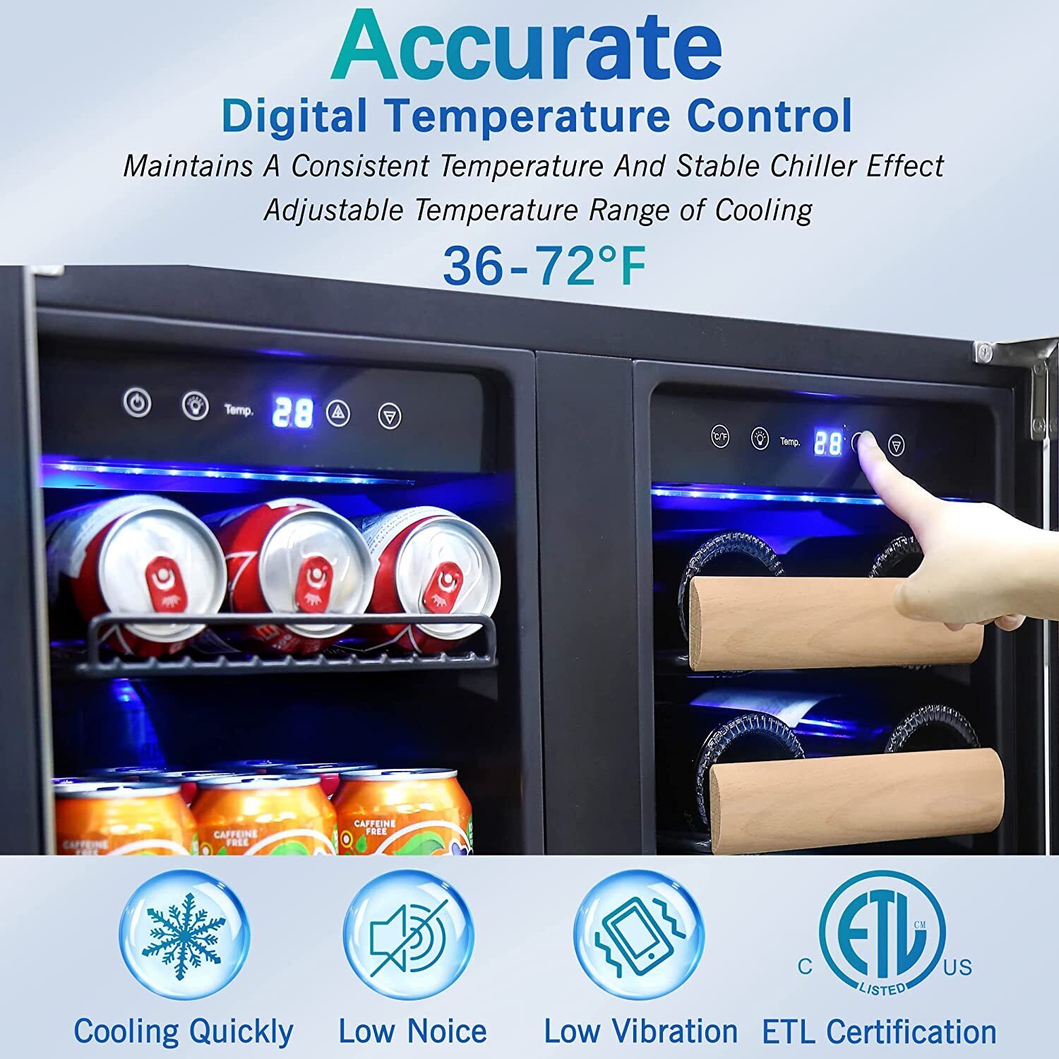 Yeego Dual Zone Wine & Beverage Fridge - 24