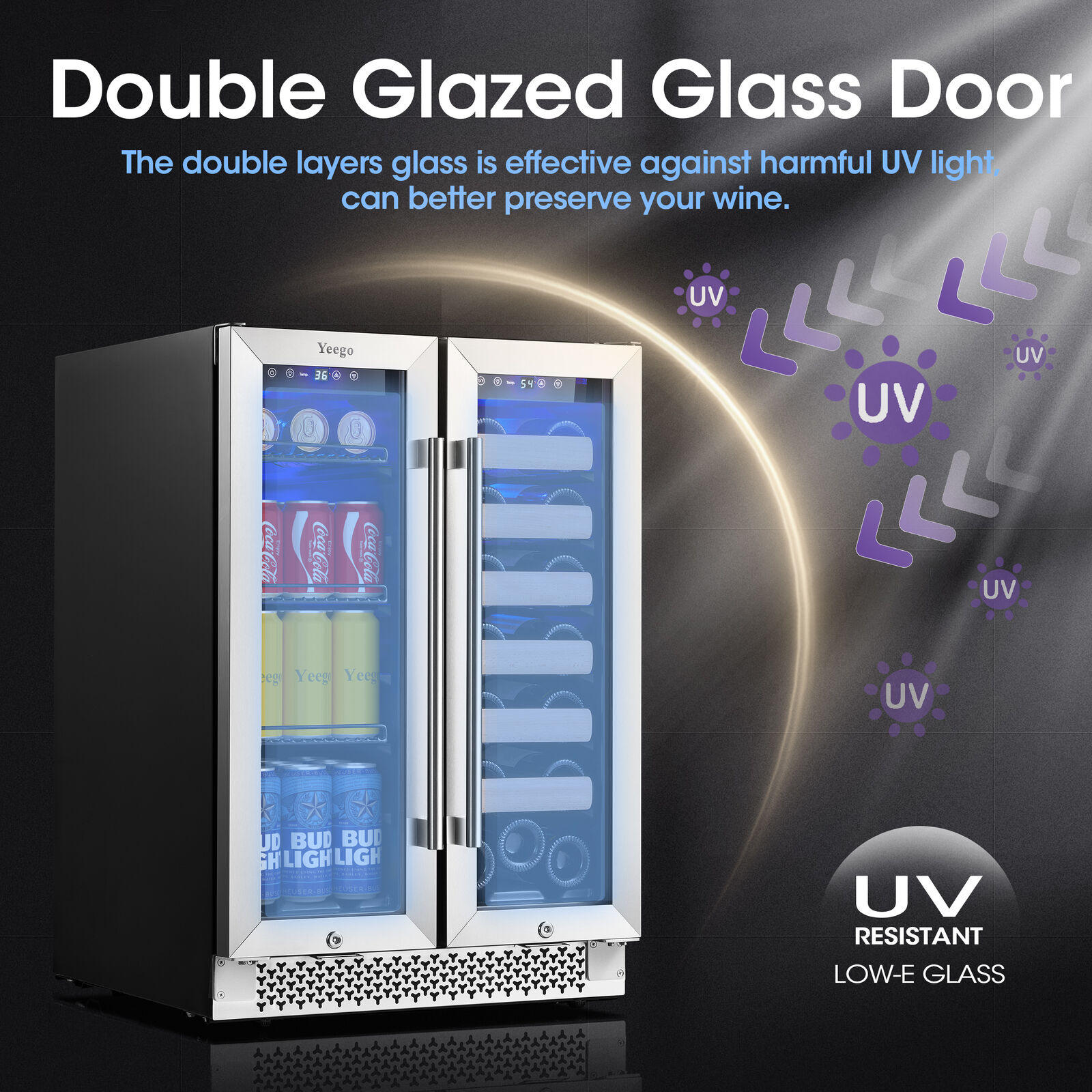 Yeego Dual Zone Wine & Beverage Fridge - 24