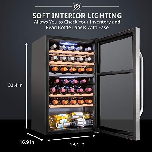 33 Bottle Dual Zone Wine Cooler with Lock